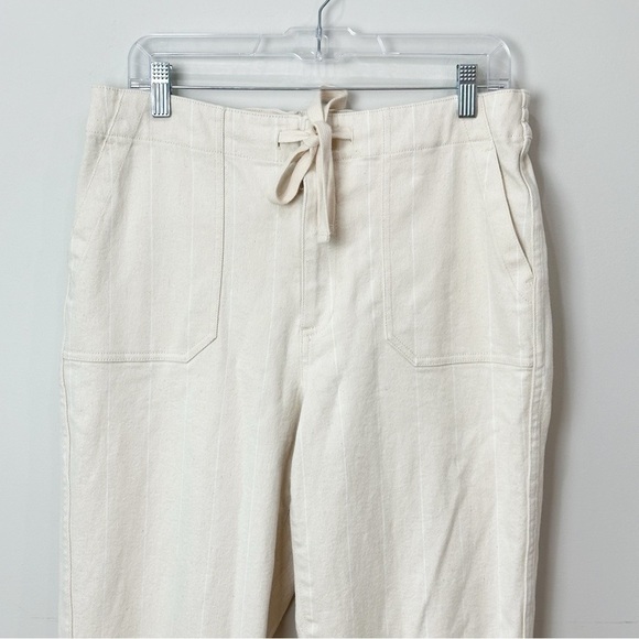 Jcrew Tie Waist Camp Pants Cream White Stripe - Picture 4 of 9
